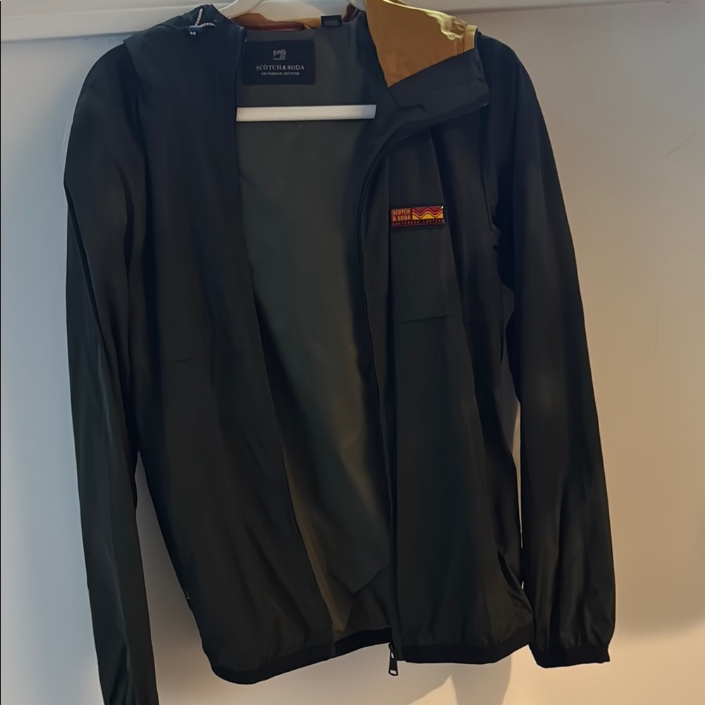 Scotch & Soda Black Windbreaker Jacket with Hood